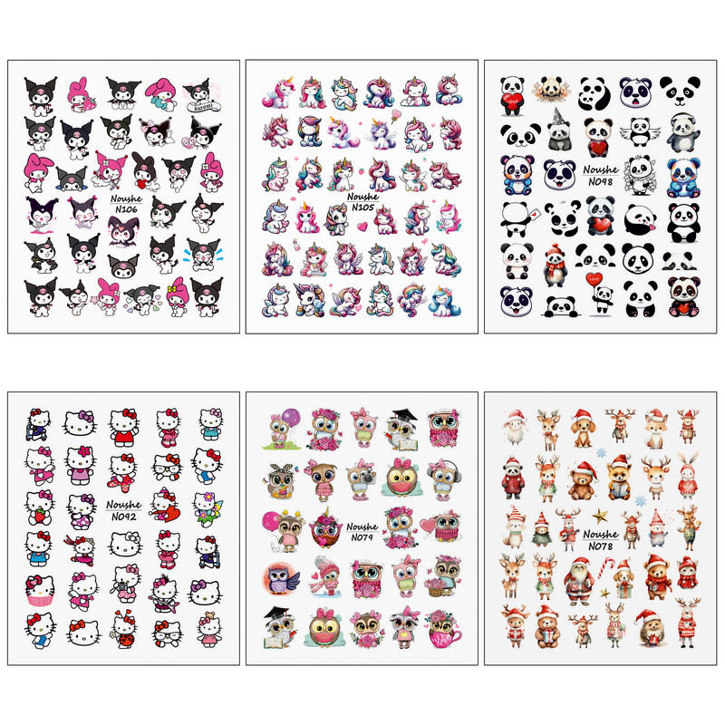 برچسب لنز ناخن مدل بهاری کد N073-102 مجموعه 6 عددی