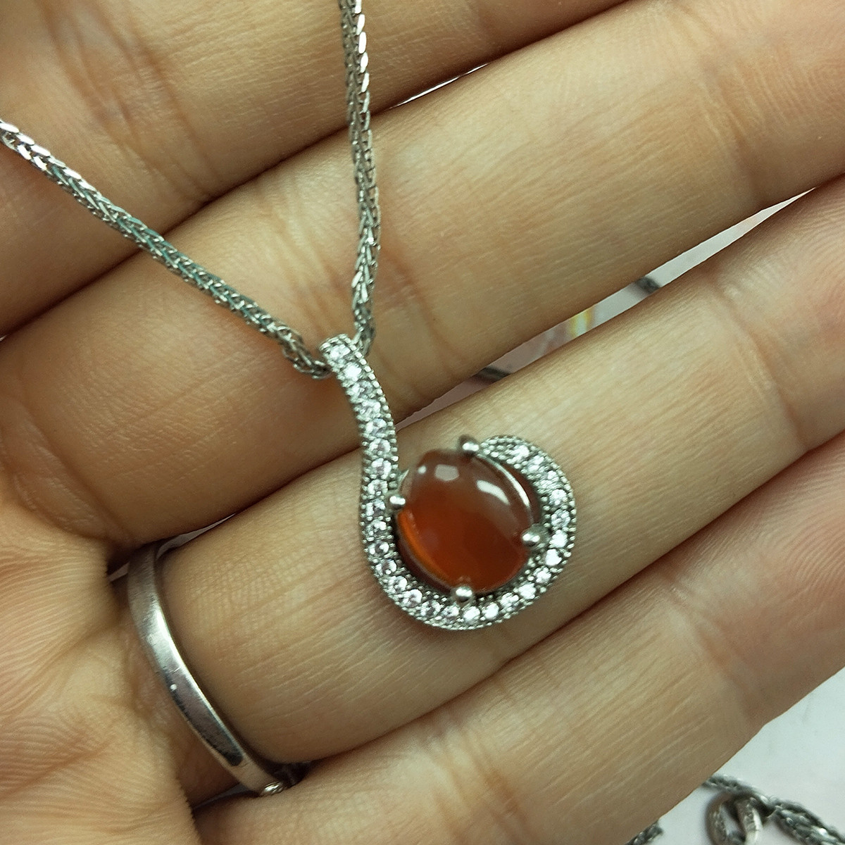 نیم ست نقره زنانه سلین کالا مدل عقیق سرخ کد 123