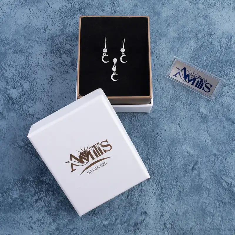 نیم ست نقره زنانه آمیتیس مدل هلال ماه کد AMT-N218