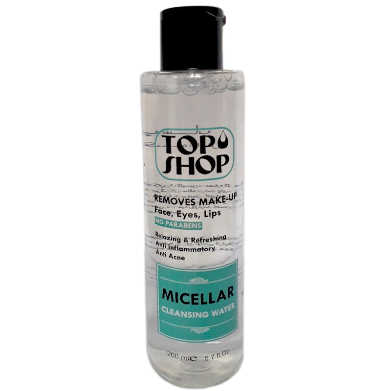 آب پاک کننده آرایش صورت تاپ شاپ مدل micellar حجم 200 میلی لیتر 