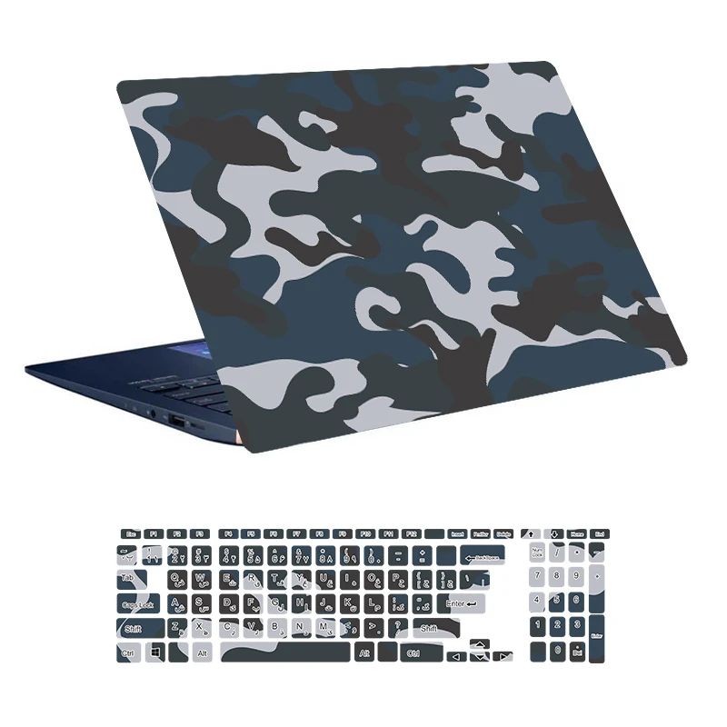 استیکر لپ تاپ توییجین و موییجین طرح Military کد 41 مناسب برای لپ تاپ 15.6 اینچ به همراه برچسب حروف فارسی کیبورد 