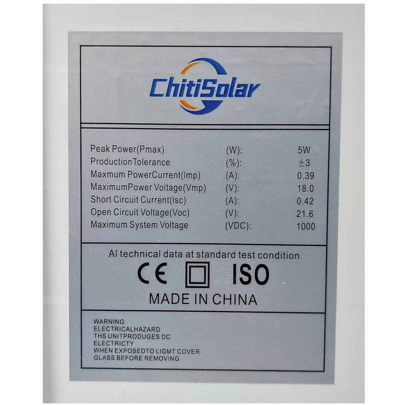 پنل خورشیدی چیتی سولار مدل SK-5W ظرفیت 5 وات