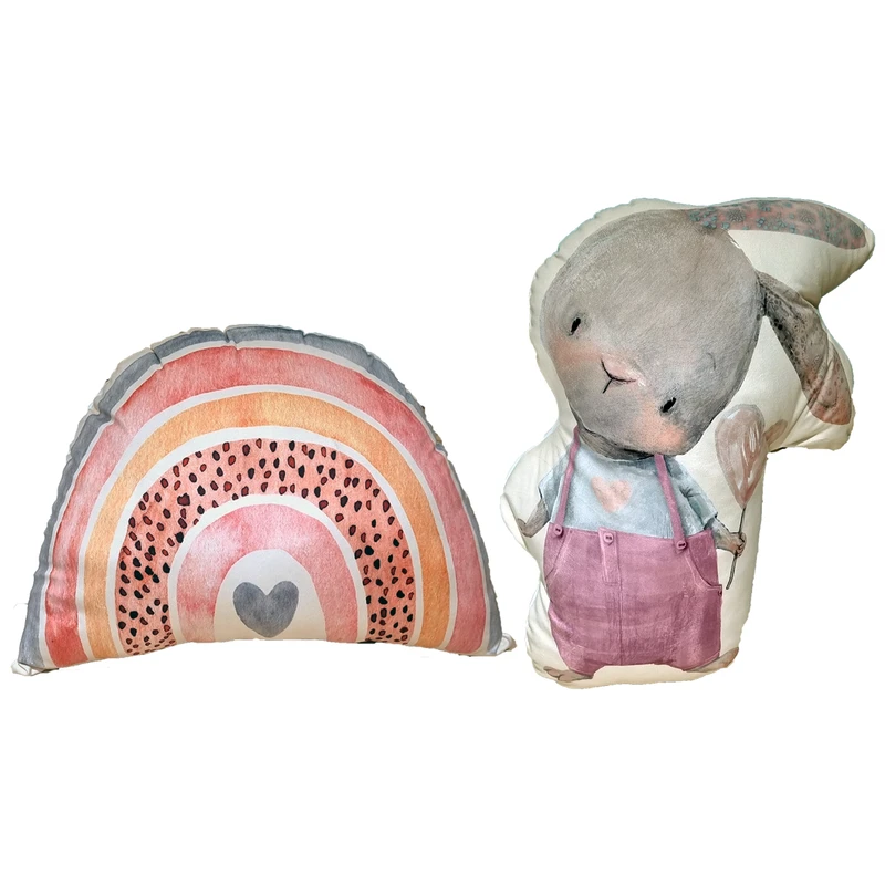 کوسن کودک آوین دریم مدل خرگوش و رنگین کمان مجموعه دو عددی