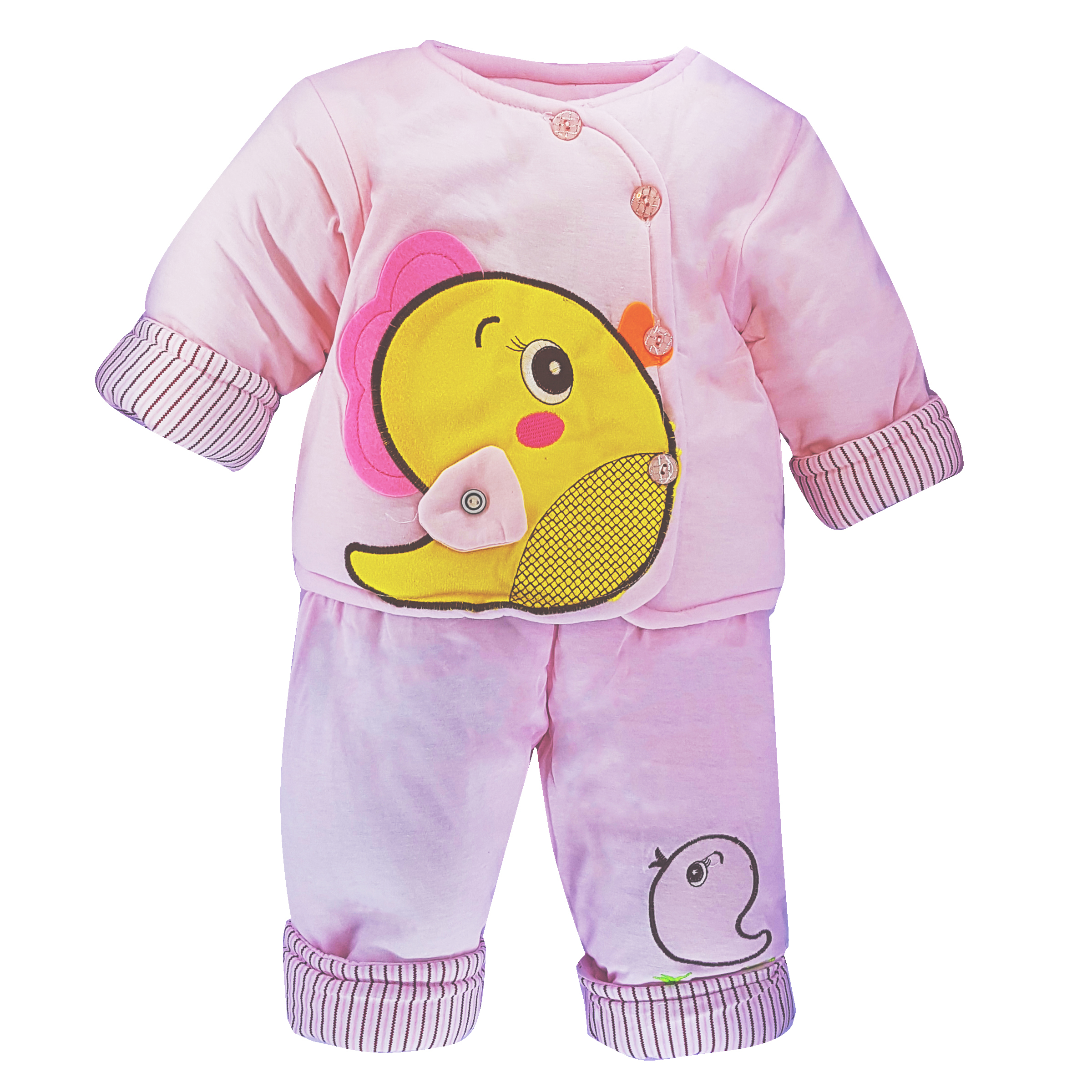 ست سویشرت و شلوار نوزادی مدل JoJ2020 رنگ صورتی