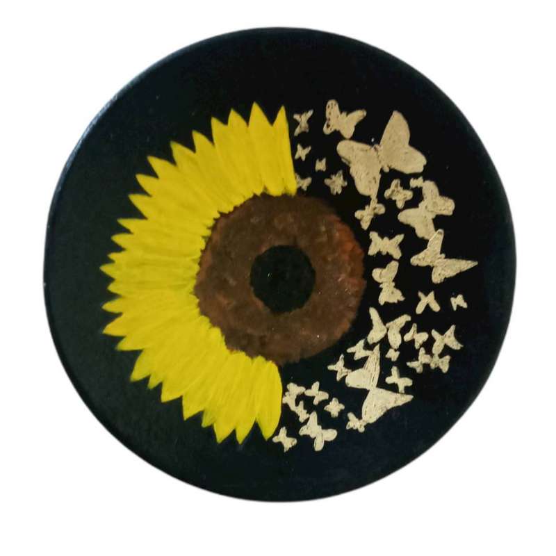 بشقاب دیوارکوب سفالی مدل گل و پروانه کد 15