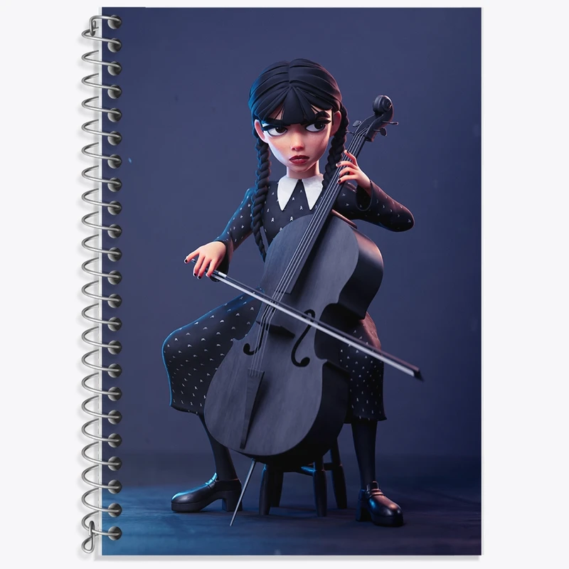 دفتر زبان 50 برگ خندالو مدل سه خط طرح ونزدی (Wednesday) کد F880