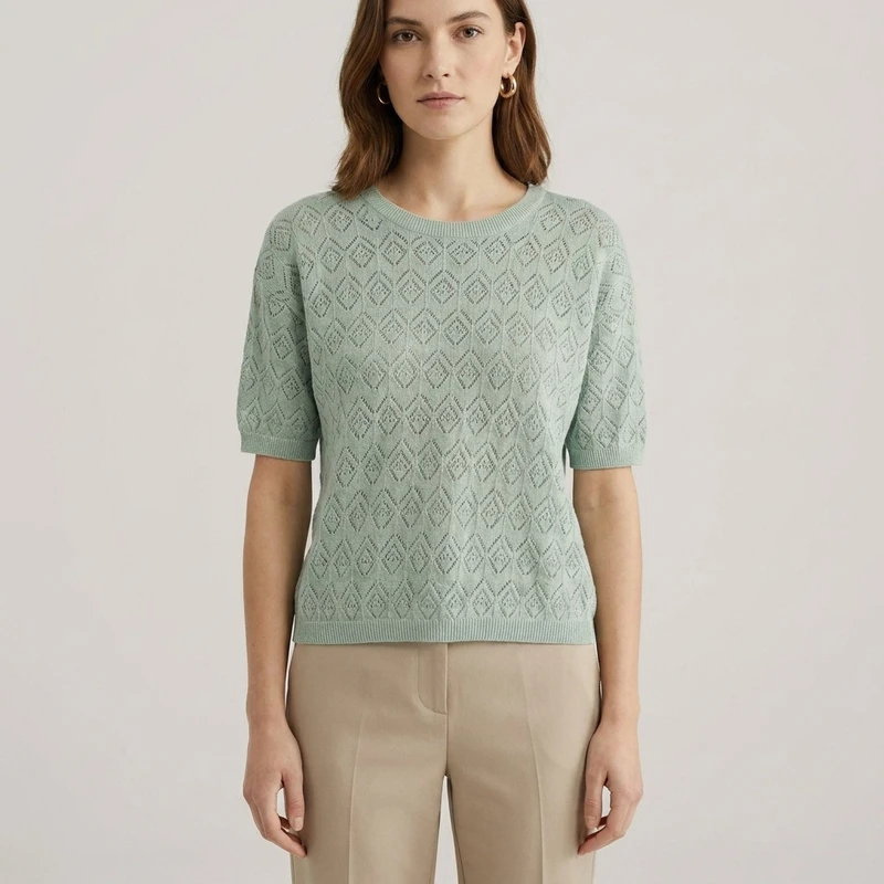 پلیور یقه گرد زنانه آپ2فشن مدل short sleeves