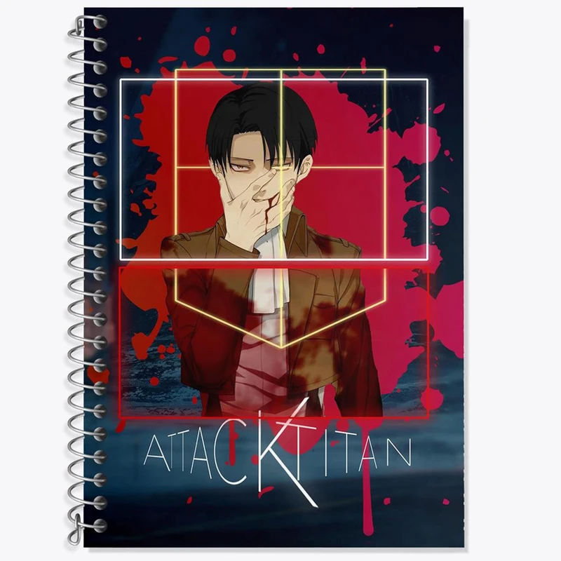 دفتر زبان 50 برگ خندالو مدل دو خط طرح لیوای آکرمن انیمه اتک آن تایتان Attack on Titan کد 11009