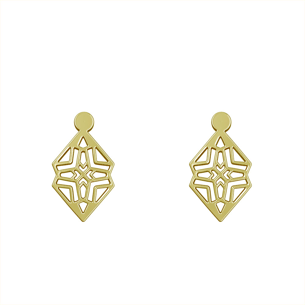 گوشواره طلا 18 عیار زنانه مدوپد مدل هندسی کد GA1-10243