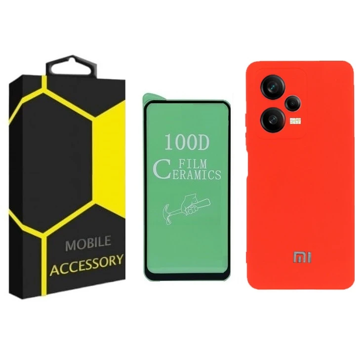 کاور مدل silicon مناسب برای گوشی موبایل شیائومی Poco X5  به همراه محافظ صفحه نمایش