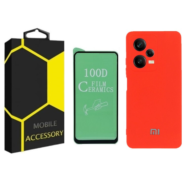 کاور مدل silicon مناسب برای گوشی موبایل شیائومی Poco X5  به همراه محافظ صفحه نمایش