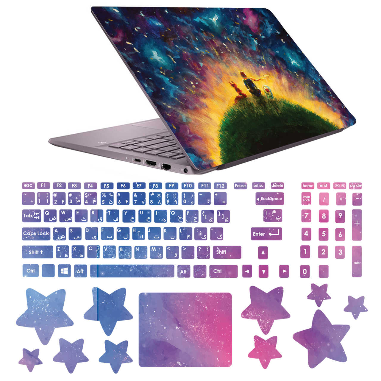 استیکر لپ تاپ مدل Little Prince کد 6101 hk مناسب برای لپ تاپ 15.6 اینچ به همراه برچسب حروف فارسی کیبورد