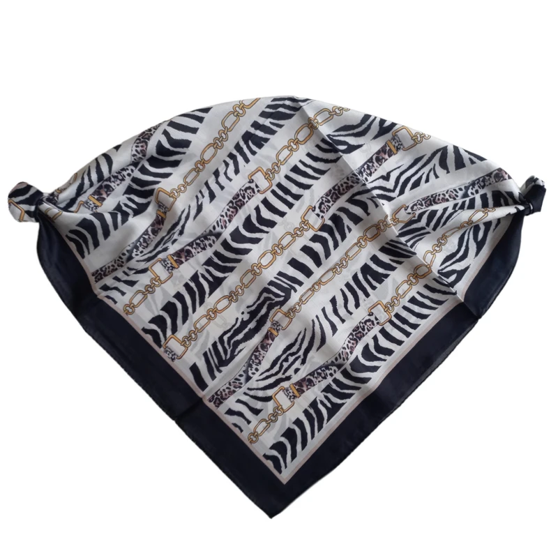 روسری زنانه مدل مینی ابریشم راه راه زبرا گورخری زنجیره ای