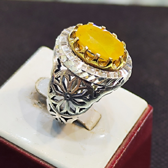 انگشتر نقره مردانه مدل سنگ یاقوت آفریقایی کد 33