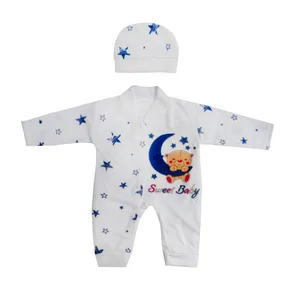 ست سرهمی و کلاه نوزادی مدل خرس و ماه کد 004