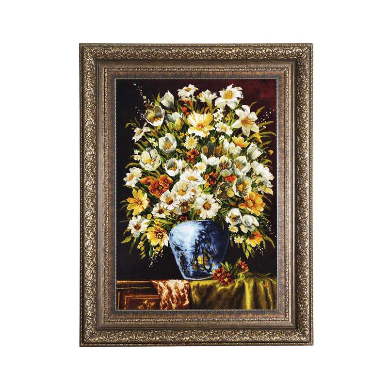 تابلو فرش دستباف طرح گل و گلدان مدل 88