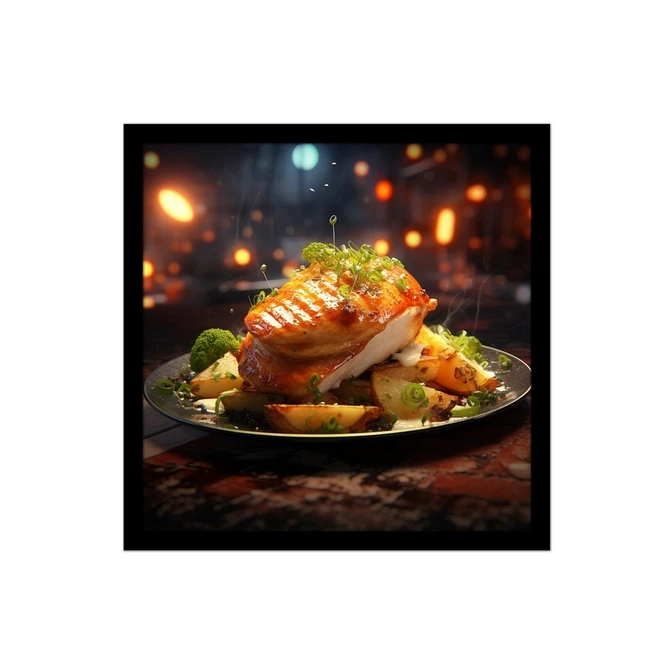 تابلو نوری بکلیت طرح رستوران و استیک مرغ مدل B-MID-17148