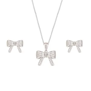 نیم ست نقره زنانه مدل پاپیون کد M1141s