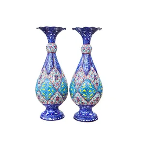 گلدان میناکاری مسی میناسرای نیکنامی کد 2501 بسته 2 عددی