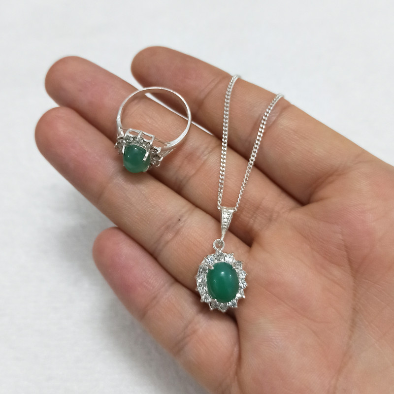 نیم ست نقره زنانه سلین کالا مدل عقیق ce-setaqigr4