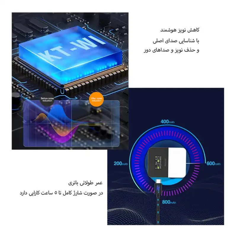 میکروفن بی سیم پلوز مدل KT-W1 بسته 2 عددی