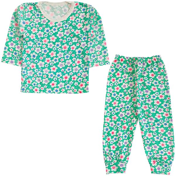 ست تی شرت آستین بلند و شلوار راحتی نوزادی مدل گل کد 4125