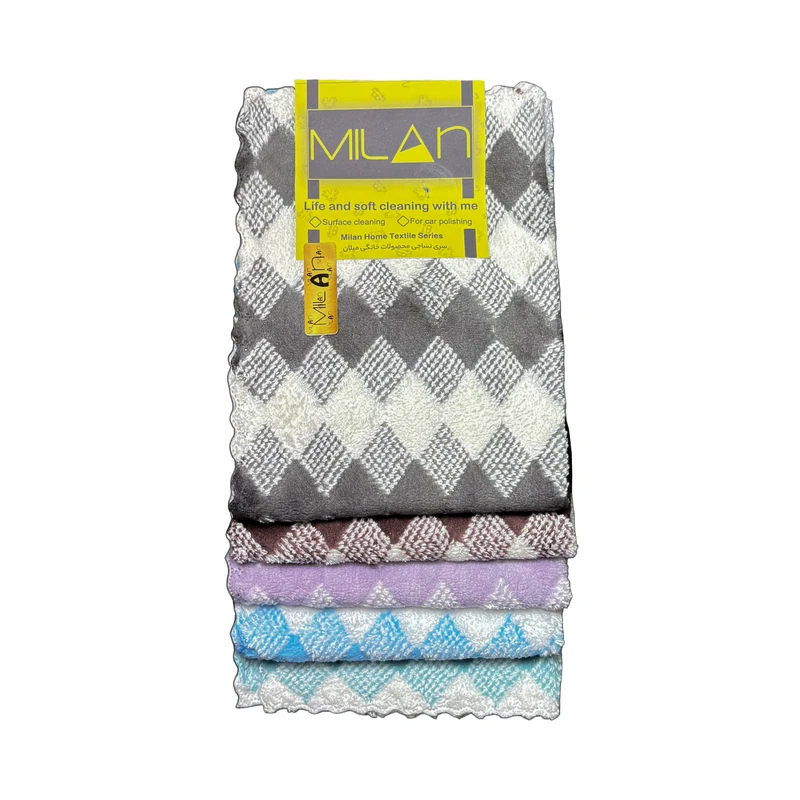 دستمال نظافت خانه و آشپزخانه میلان مدل سوپر پولیشی لوزی بسته 5 عددی