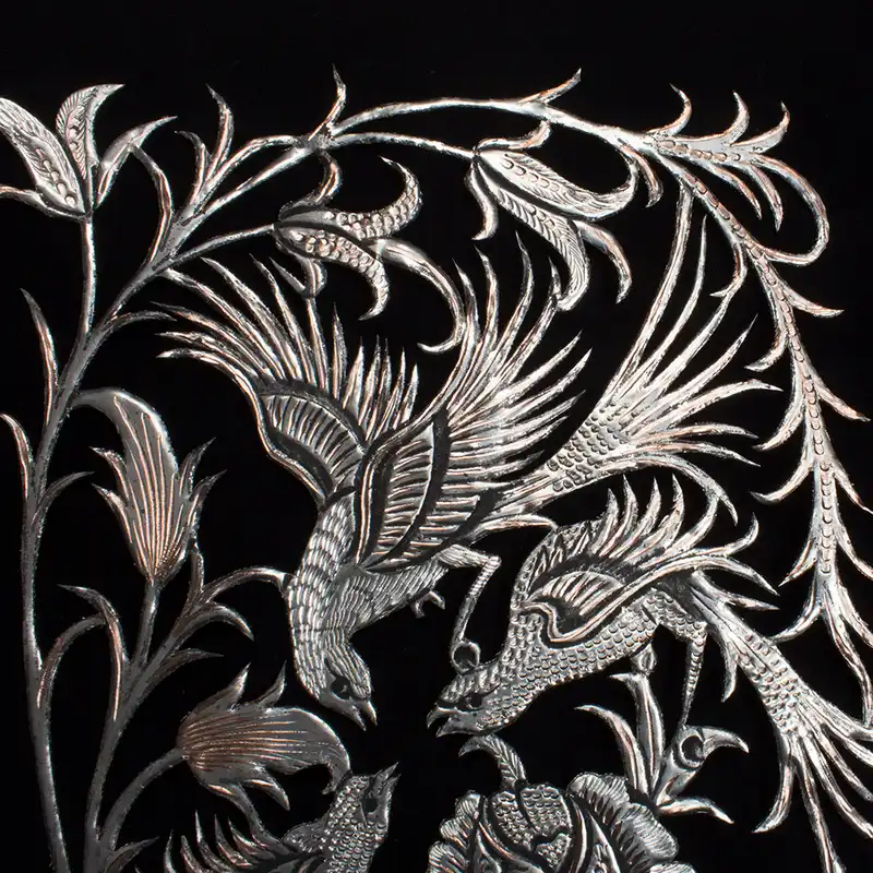 تابلو قلمزنی طرح گل و مرغ کد 5344-1