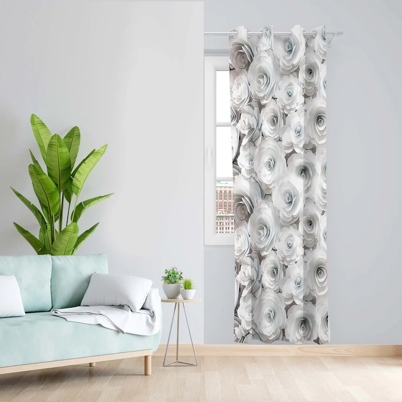 پرده طرح گلدار مدل مخمل پانچی کد 4993L z سایز 140x200 سانتی متر