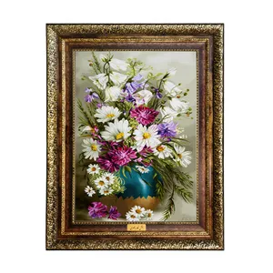 تابلو فرش ماشینی نقش نگار رضوی طرح گل کد 448H