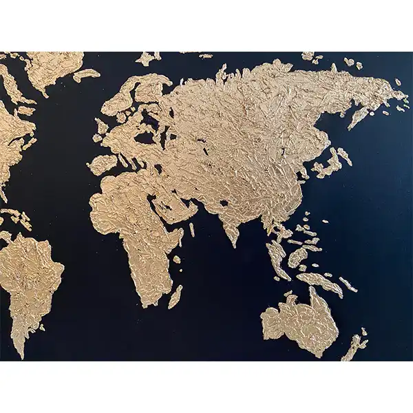 تابلو نقاشی ورق طلا مدل نقشه جهان کد 10080