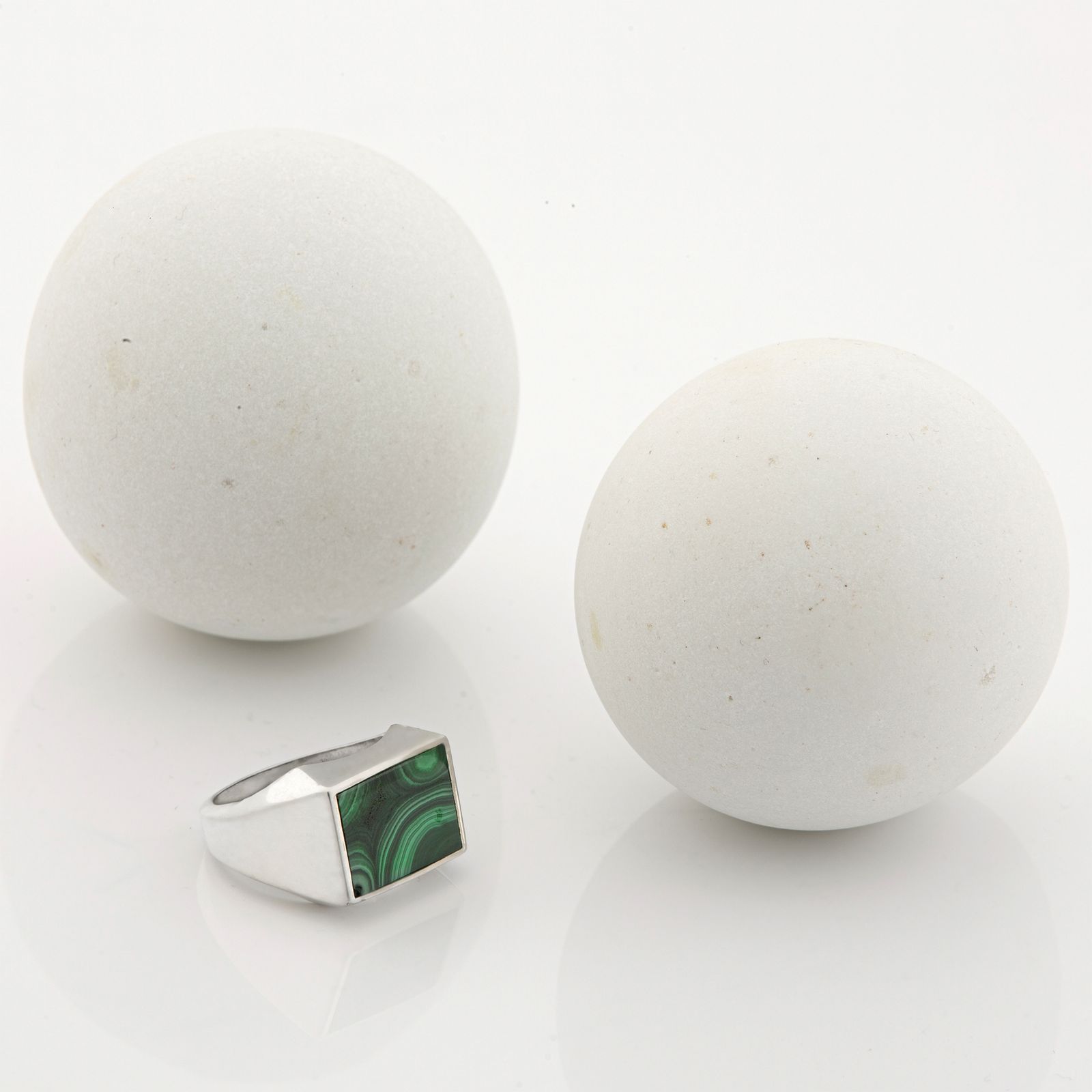 انگشتر نقره مردانه دلی جم مدل مستطیل افقی نگین مالاکیت طبیعی - - 2