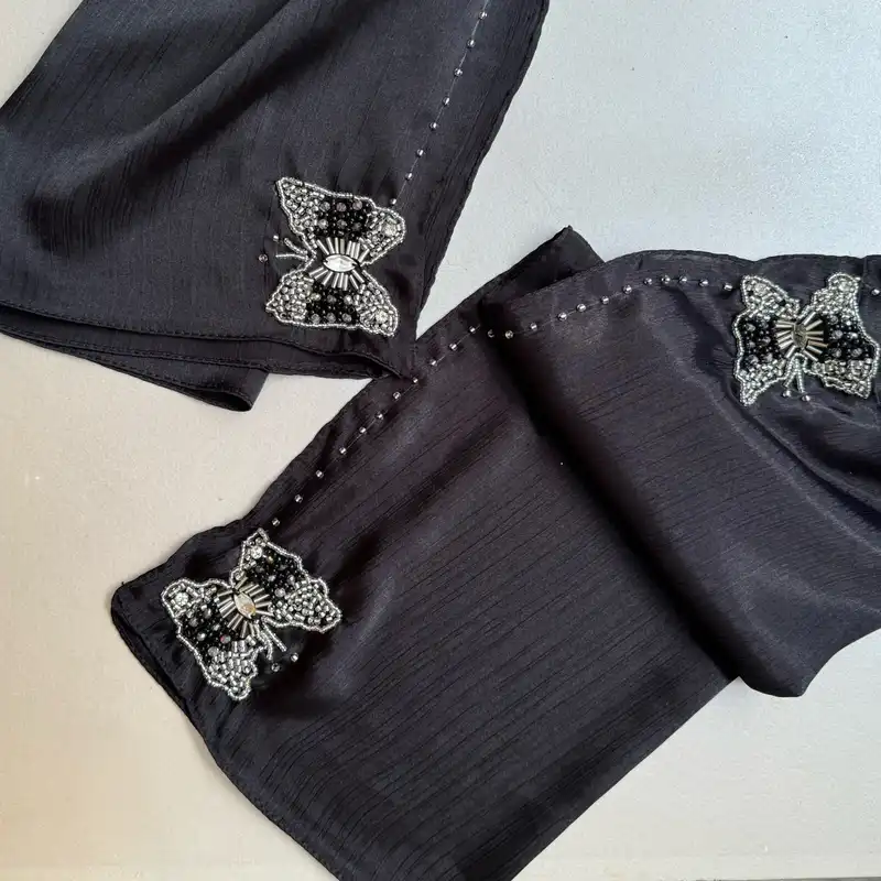 شال زنانه مدل جواهر دوزی طرح پروانه