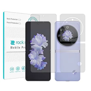 Rock space Resistant model transparent screen protector suitable for Tecno Phantom V Flip mobile phone along with the back of the phone