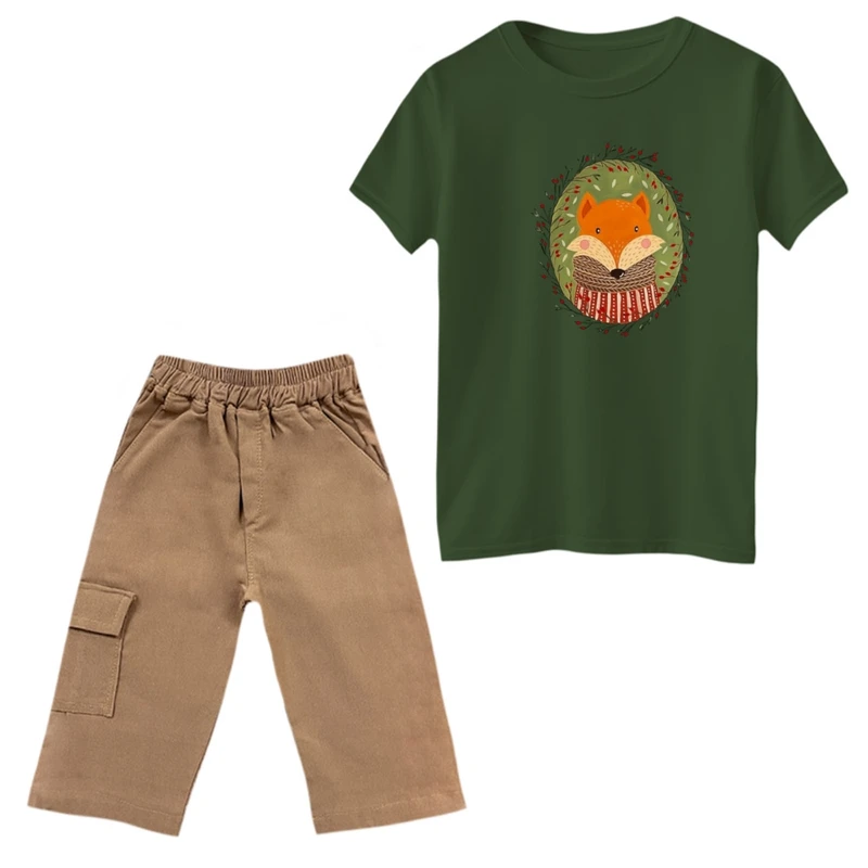 ست تی‌شرت و شلوارک پسرانه مدل روباه