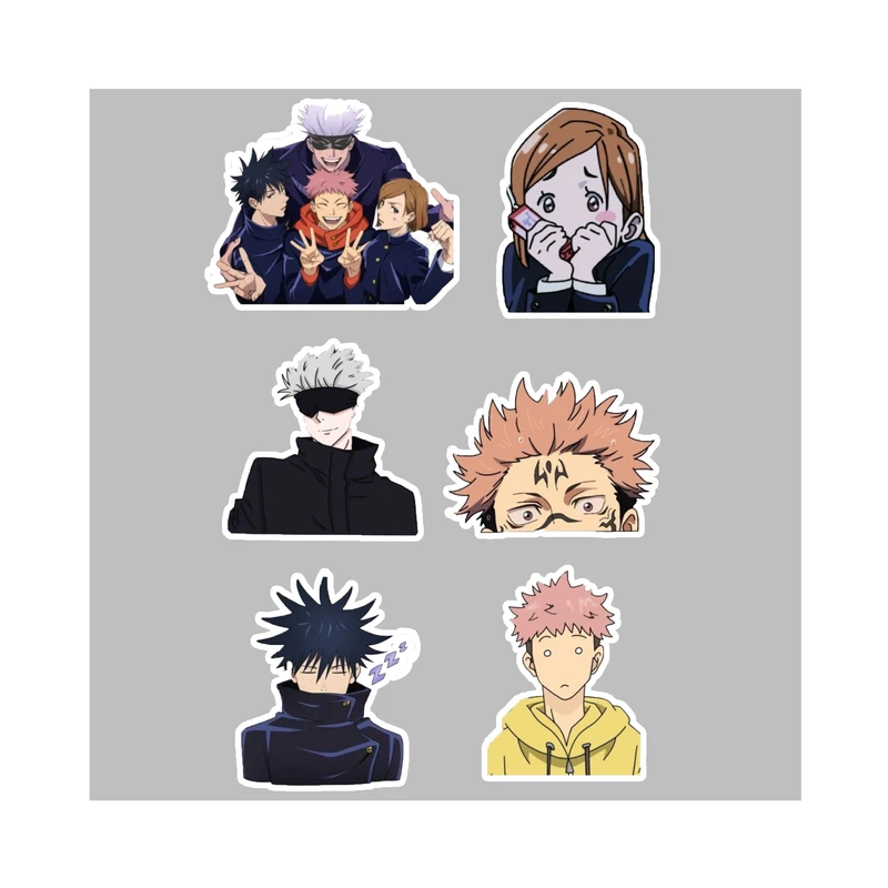 استیکر لپ تاپ و موبایل گوفی طرح انیمه جوجوتسو مدل golden trio مجموعه 6 عددی 