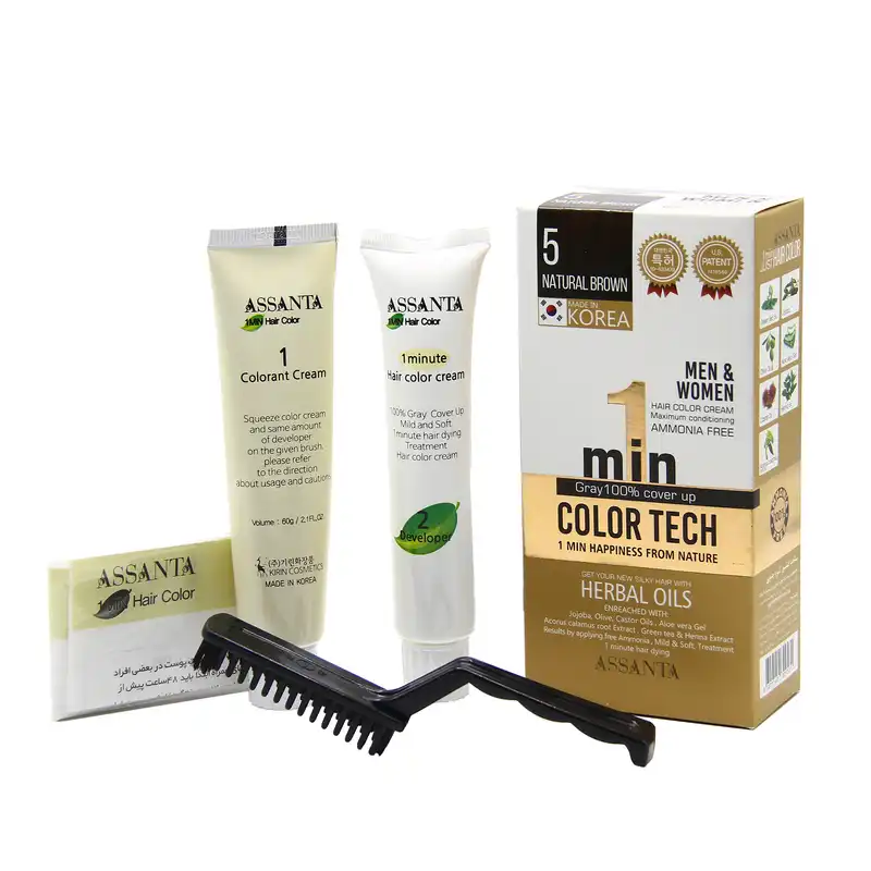 کیت رنگ مو آسانتا شماره 5 حجم 60 میلی لیتر رنگ قهوه ای طبیعی