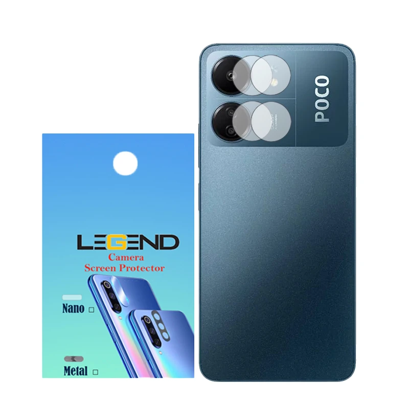 محافظ لنز دوربین لجند مدل نانوگلس مناسب برای گوشی موبایل شیائومی Poco C65 بسته 2 عددی