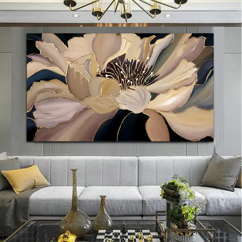 تابلو نقاشی ورق طلا طرح گل کد 0098