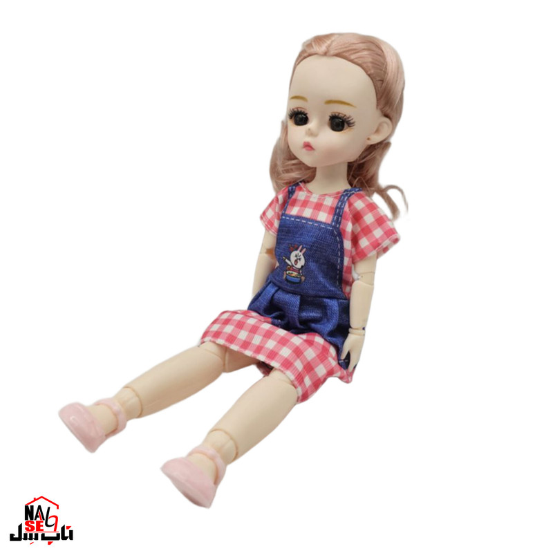 عروسک ناب سل مدل دختر چشم تیله ای کد 0037 ارتفاع 30 سانتی متر