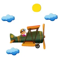 استیکر چوبی کودک باروچین مدل خلبان کوچک کد 6038 مجموعه 5 عددی