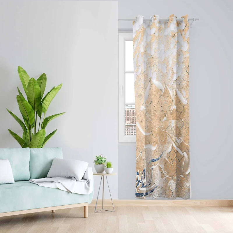 پرده طرح شعر مدل مخمل پانچی کد 5277R z سایز 140x200 سانتی متر