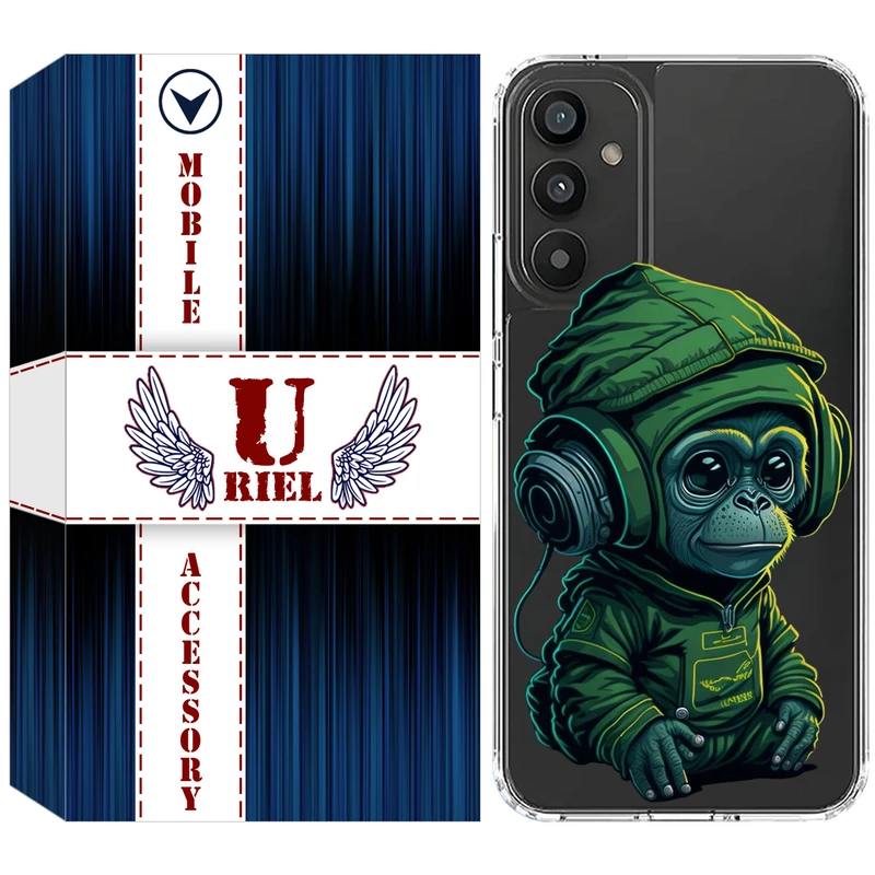 کاور یوریل مدل Clear کد 45 طرح میمون سبز مناسب برای گوشی موبایل سامسونگ Galaxy A35 / A55