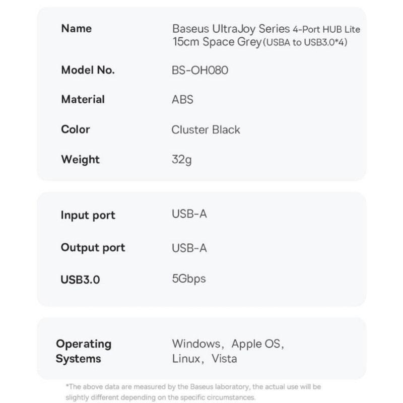 هاب 4 پورت USB 3.0 باسئوس مدل UltraJoy 150cm