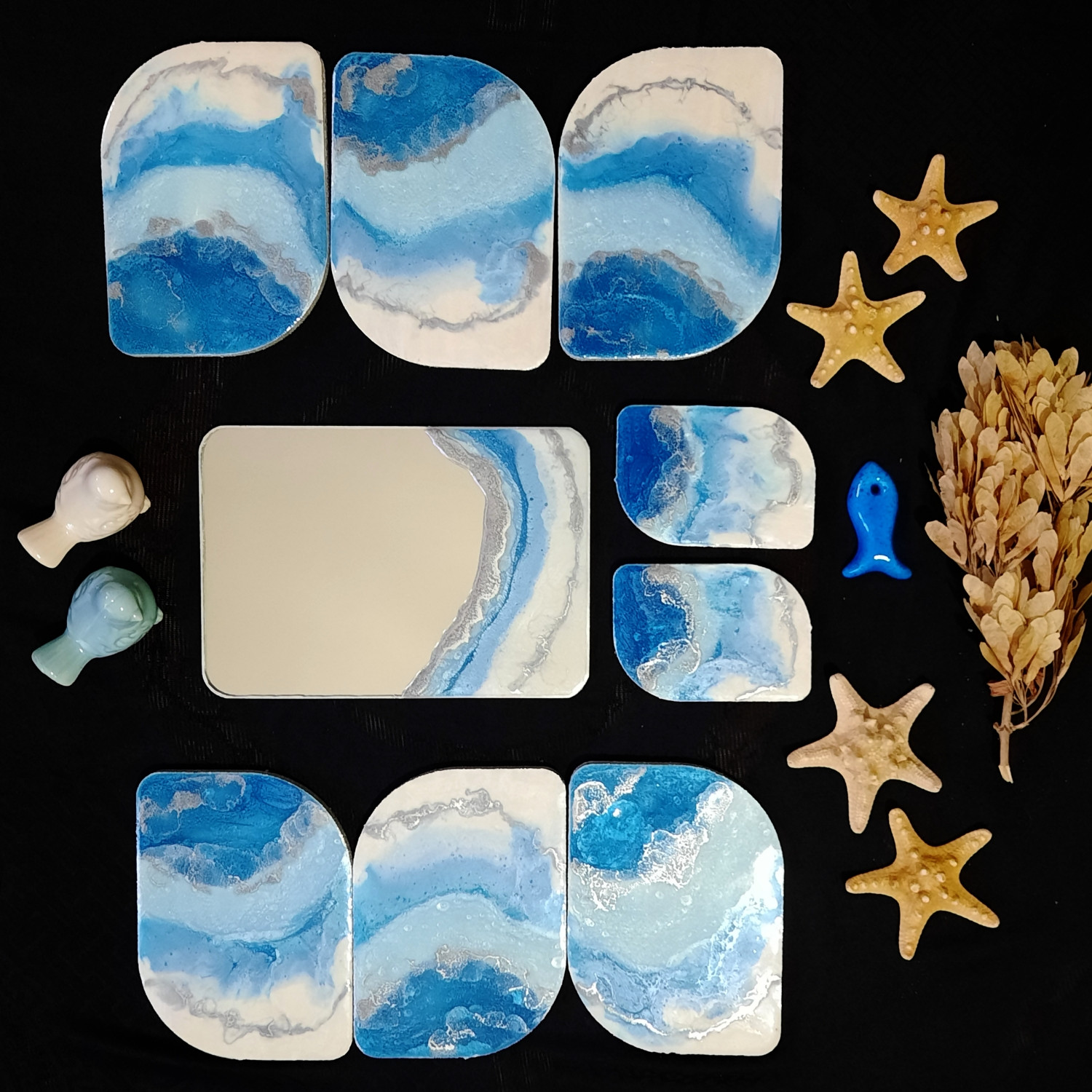 مجموعه ظروف هفت سین 9 پارچه مدل دریا