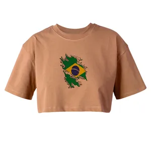 کراپ‌تاپ آستین کوتاه زنانه مدل نقشه برزیل کد K114 k