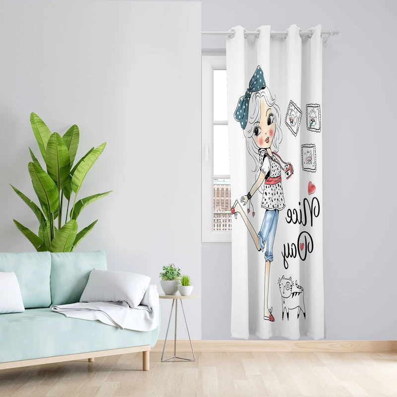 پرده مدل دختر مخمل پانچی کد 4139 سایز 140x280 سانتی متر