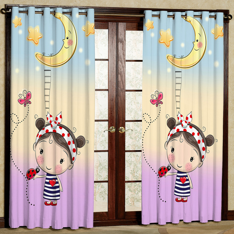 پرده مدل مخمل پانچی طرح کودک کد 4566T2 سایز 200x140 سانتی متر