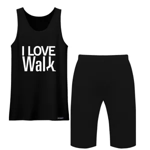 ست تاپ و شلوارک زنانه 27 مدل I Love Walk کد MH1307