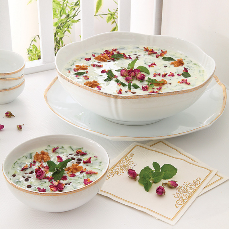 ست قاب و قدح چینی زرین ایران مدل ریوا طلایی درجه عالی